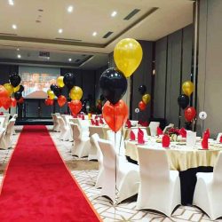 Party Table Serup With Helium Balloons